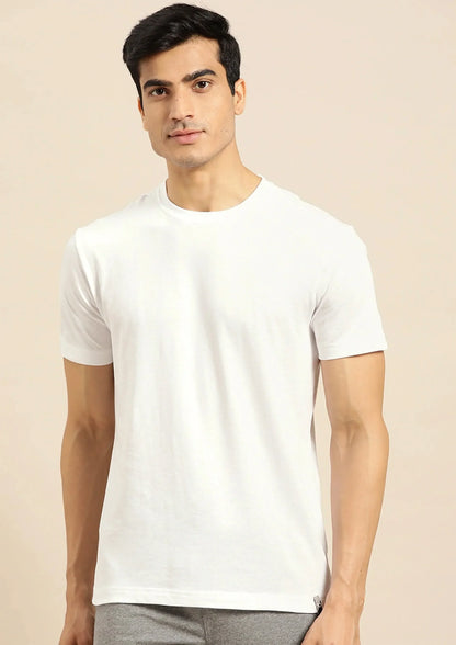 Plain White Color Half Sleeve Round Neck Men's Cotton T-Shirt