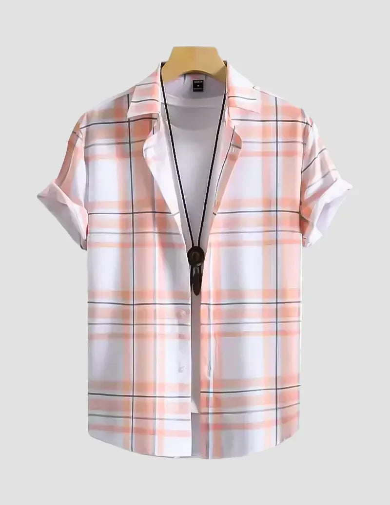 Orange and White Design Beach and casual Multicolor Printed Shirt Cotton Material Half Sleeves Mens