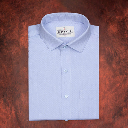 Tactful Men's Full Sleeves Plain Blue Formal Shirt Premium Collection Cotton Fabric