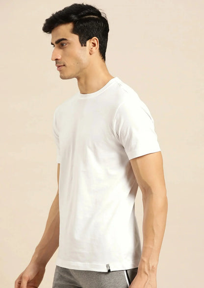 Plain White Color Half Sleeve Round Neck Men's Cotton T-Shirt