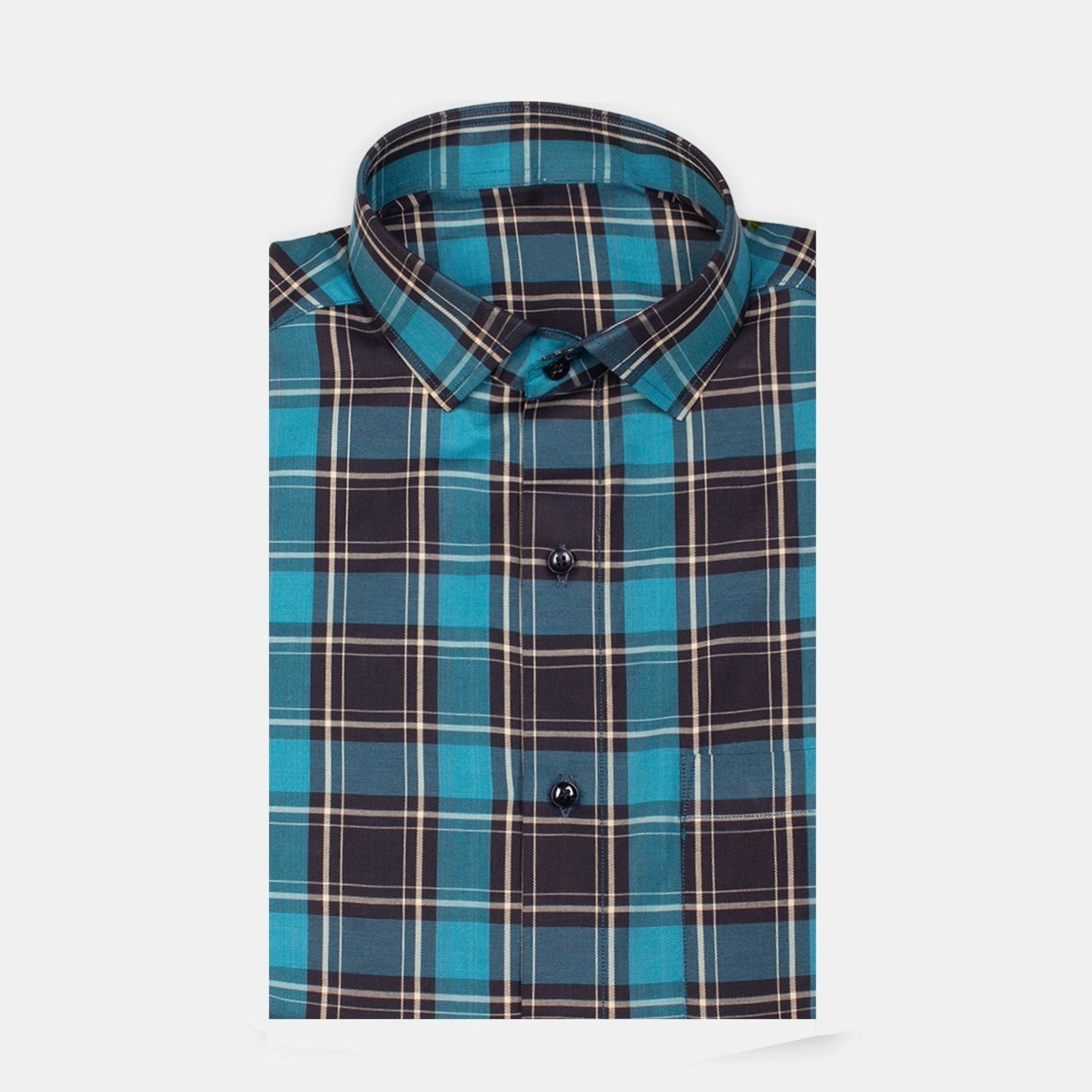 Joysome Men's Full Sleeves Checks Formal Shirt Premium Collection Cotton Fabric English Blue Color