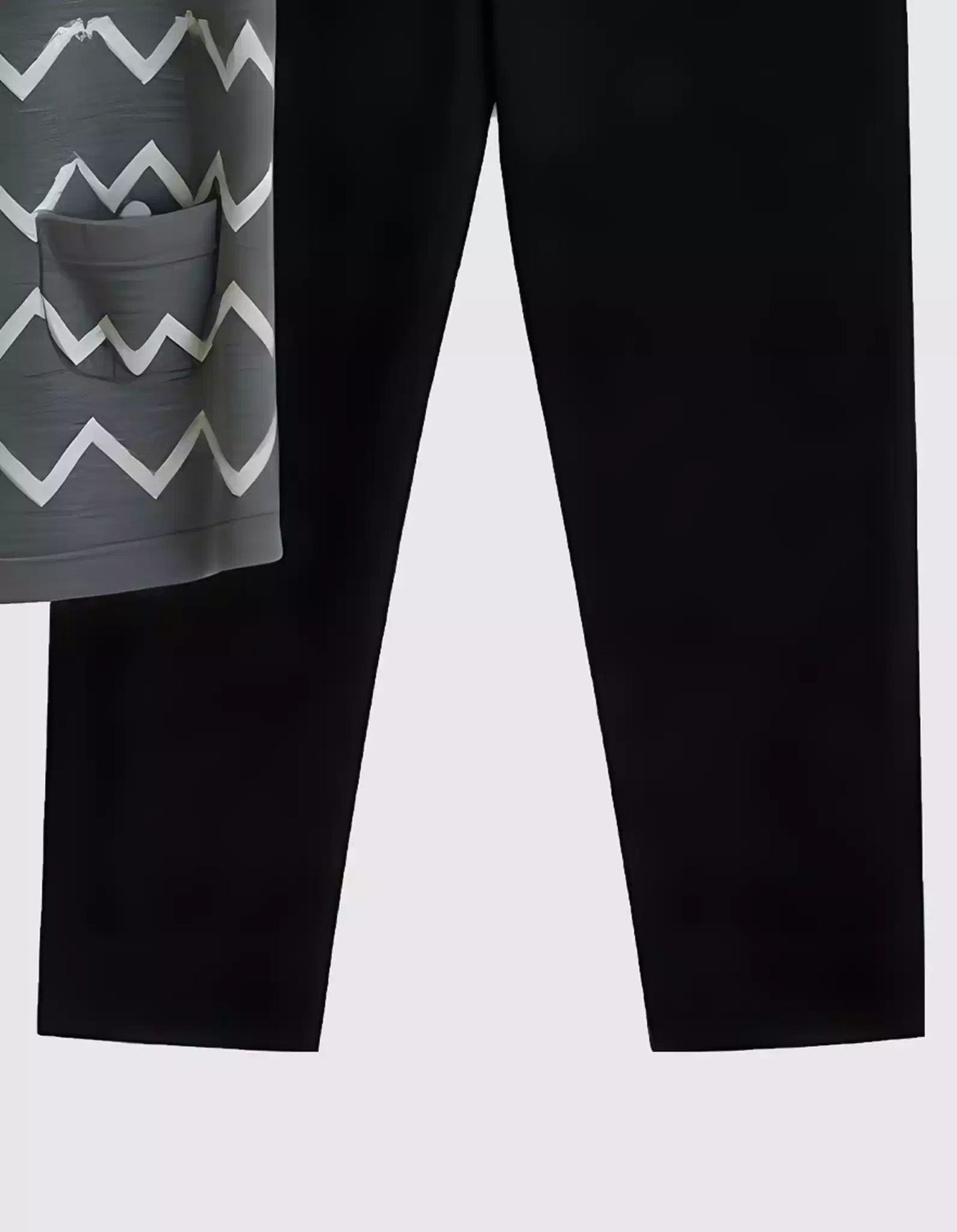 Black ZigZag Design Printed Mens Full Set Trouser and Shirt Half Sleeves