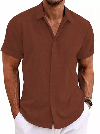 Brown Color Solid Men's Short Sleeves Shirt Easter Wear Exclusive