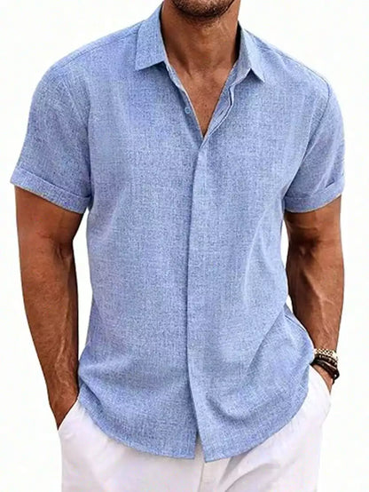 Sky Blue Color Solid Men's Short Sleeves Shirt Easter Wear Exclusive