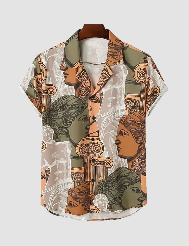 Greek God Digital Printed Half Sleeves Cotton Material Mens Shirt