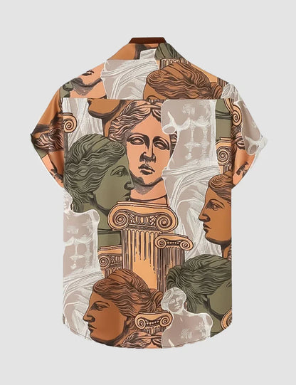 Greek God Digital Printed Half Sleeves Cotton Material Mens Shirt
