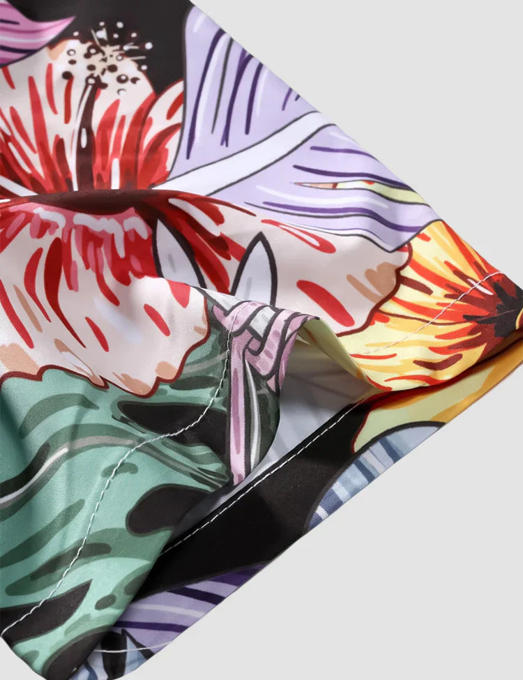 Hibiscus Flower Digital Printed Half Sleeves Cotton Material Mens Shirt