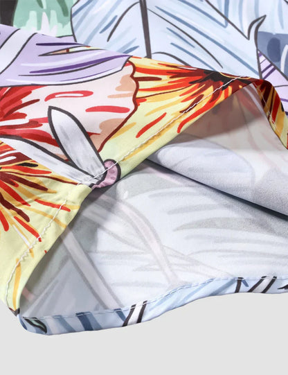 Hibiscus Flower Digital Printed Half Sleeves Cotton Material Mens Shirt