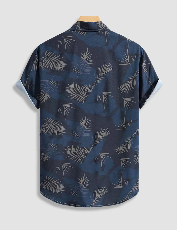 Leaves Pattern Digital Printed Half Sleeves Cotton Material Mens Shirt
