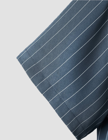 Blue Color Lining Pattern Digital Printed Half Sleeves Cotton Material Mens Shirt