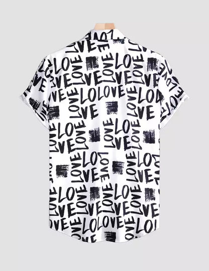 Love Text Digital Printed Half Sleeves Cotton Material Mens Shirt