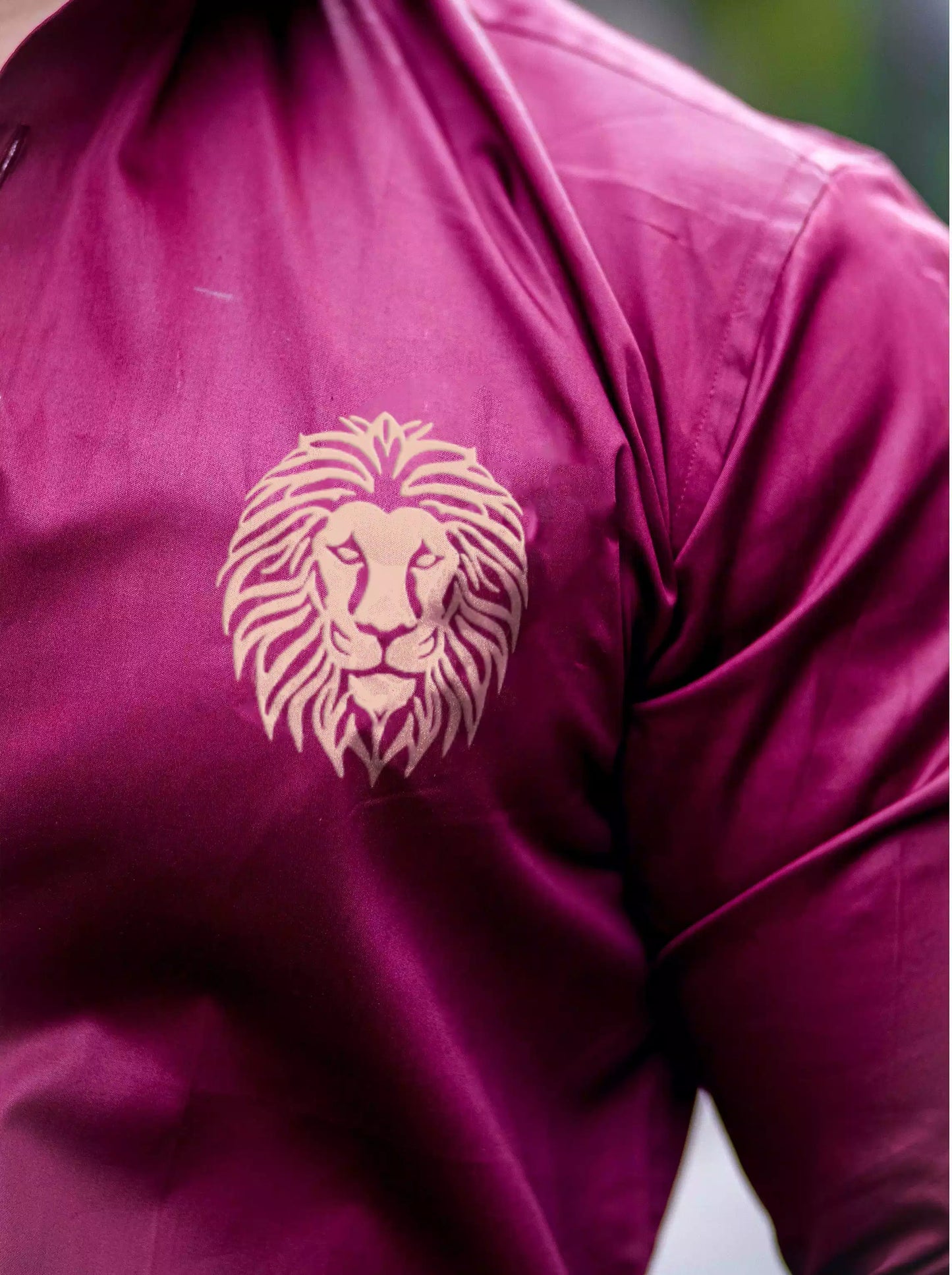 Maroon Mufasa Printed Satin Cotton Full Sleeves Mens Shirt