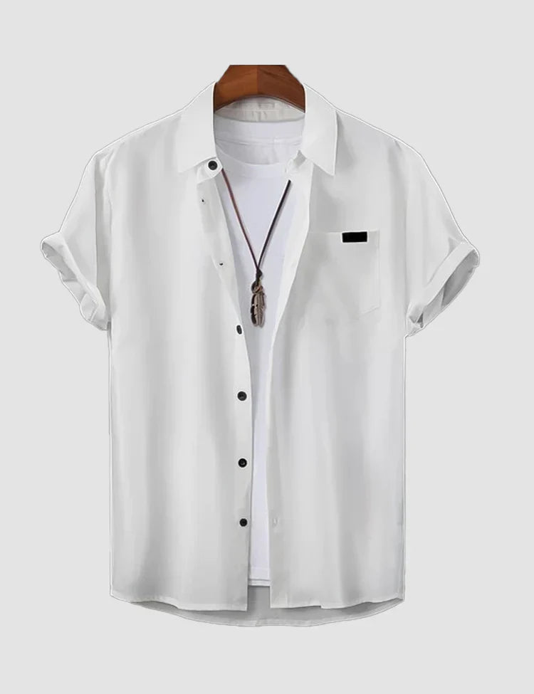 Plain White Half Sleeves Cotton Material Mens Shirt – Harmonshirts India