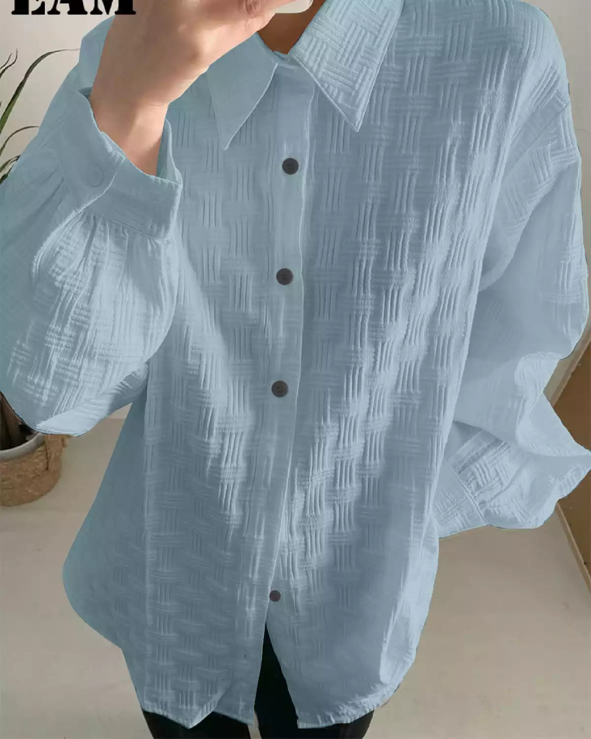Blue Color Full Sleeves Mens Popcorn Material Shirt