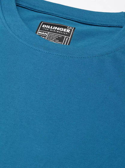 Blue Color Men's Cotton T-Shirt Plain Half Sleeve Round Neck