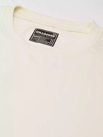 Cream Color Men's Cotton T-Shirt Plain Half Sleeve Round Neck