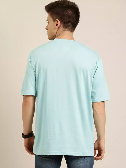 Light Blue Color Men's Cotton T-Shirt Plain Half Sleeve Round Neck