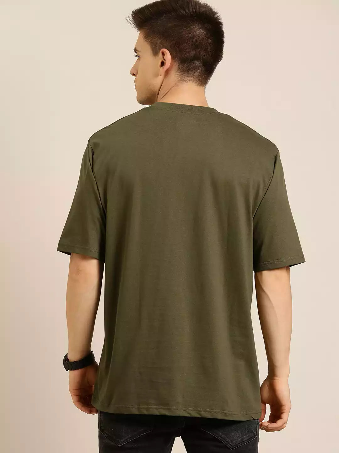 Olive Green Color Men's Cotton T-Shirt Plain Half Sleeve Round Neck