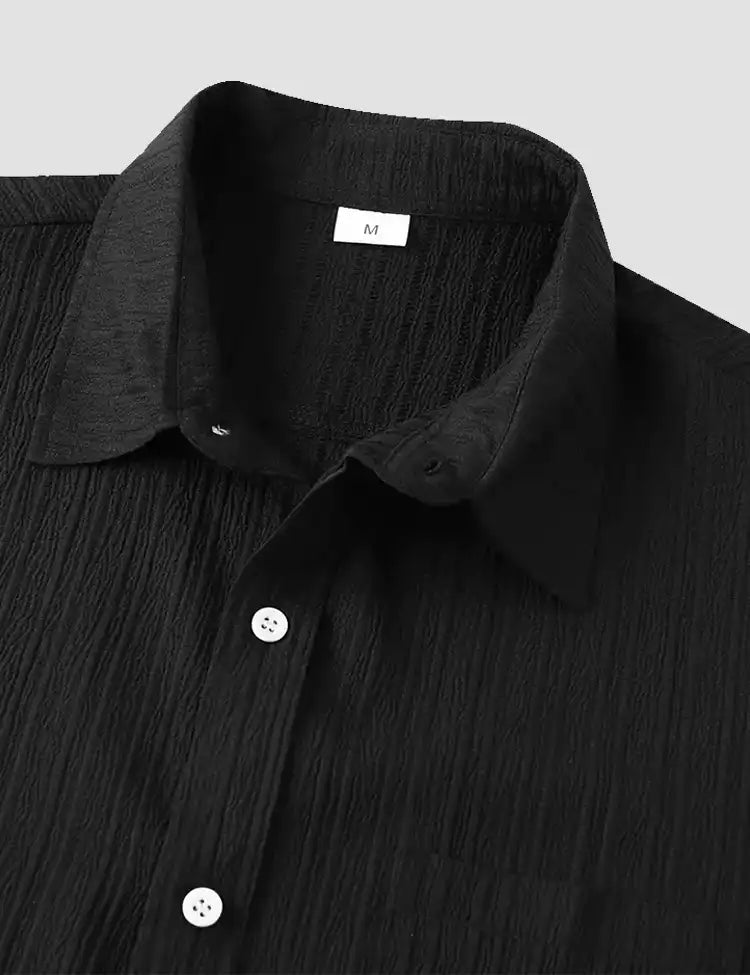 Black Color Mens Cotton Shirt and One Pocket on Left Chest Half Sleeves