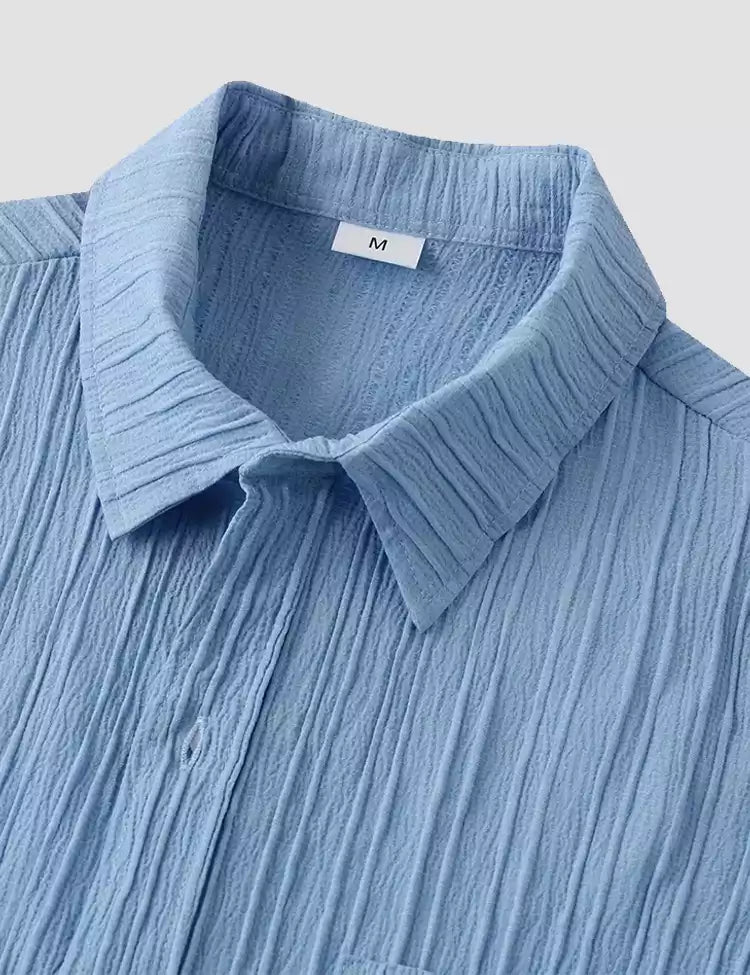 Sky Blue Color Mens Cotton Shirt and One Pocket on Left Chest Half Sleeves