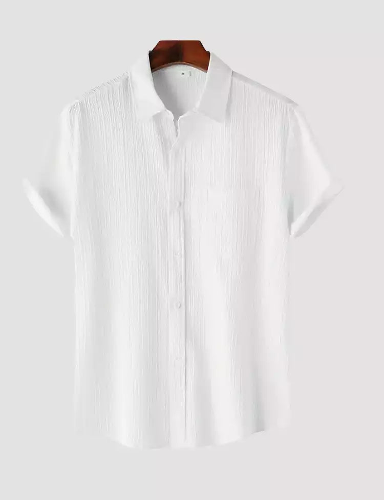 White Color Mens Cotton Shirt and One Pocket on Left Chest Half Sleeves