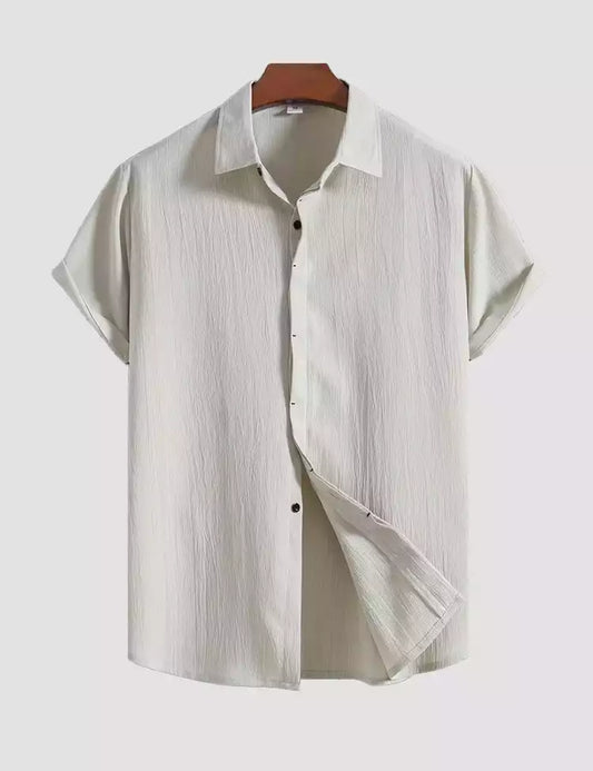 beige color Mens Half Sleeves Shirt Exclusive Material Best Fitting Cotton Corn