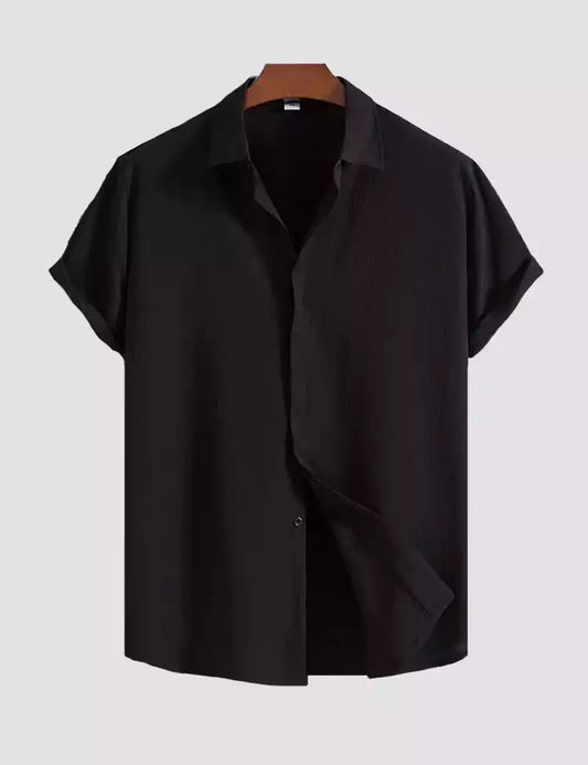 black color Mens Half Sleeves Shirt Exclusive Material Best Fitting Cotton Corn