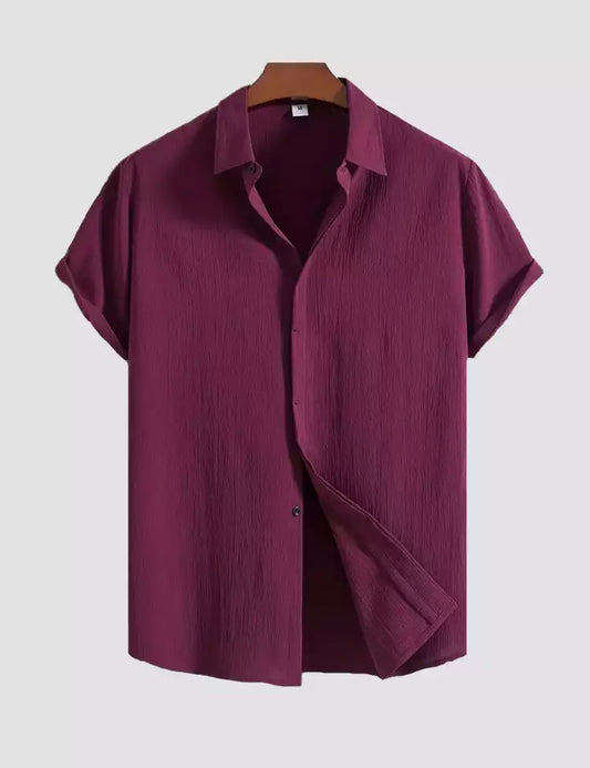 burgundy color Mens Half Sleeves Shirt Exclusive Material Best Fitting Cotton Corn
