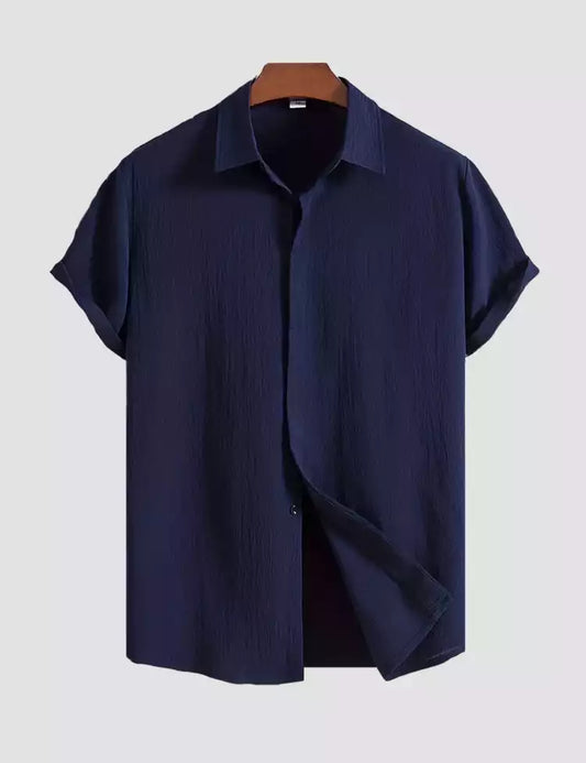 navy_blue color Mens Half Sleeves Shirt Exclusive Material Best Fitting Cotton Corn