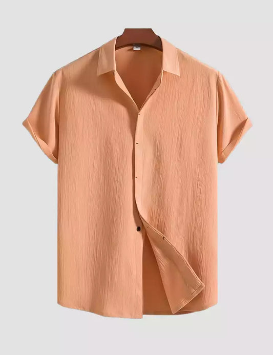 orange color Mens Half Sleeves Shirt Exclusive Material Best Fitting Cotton Corn