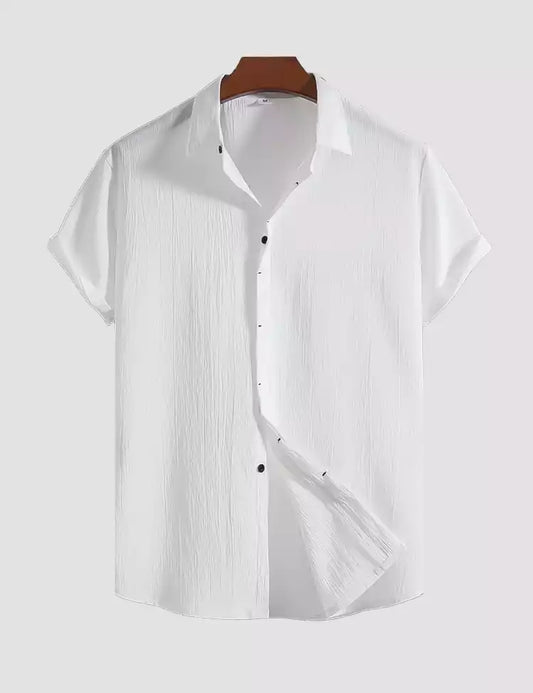 white color Mens Half Sleeves Shirt Exclusive Material Best Fitting Cotton Corn
