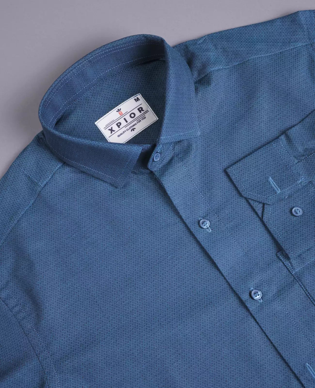 Tactful Men's Full Sleeves Plain Blue Shirt Premium Collection Cotton Fabric